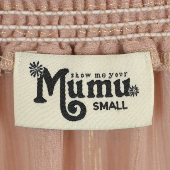 Show Me Your MuMu Wanda Women's Small Mauve Gold Off The Shoulder Maxi Dress - Picture 8 of 9